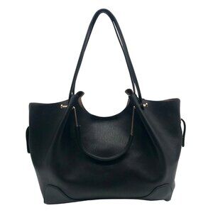 Sondra Roberts Black Leather Squared Tote Bag